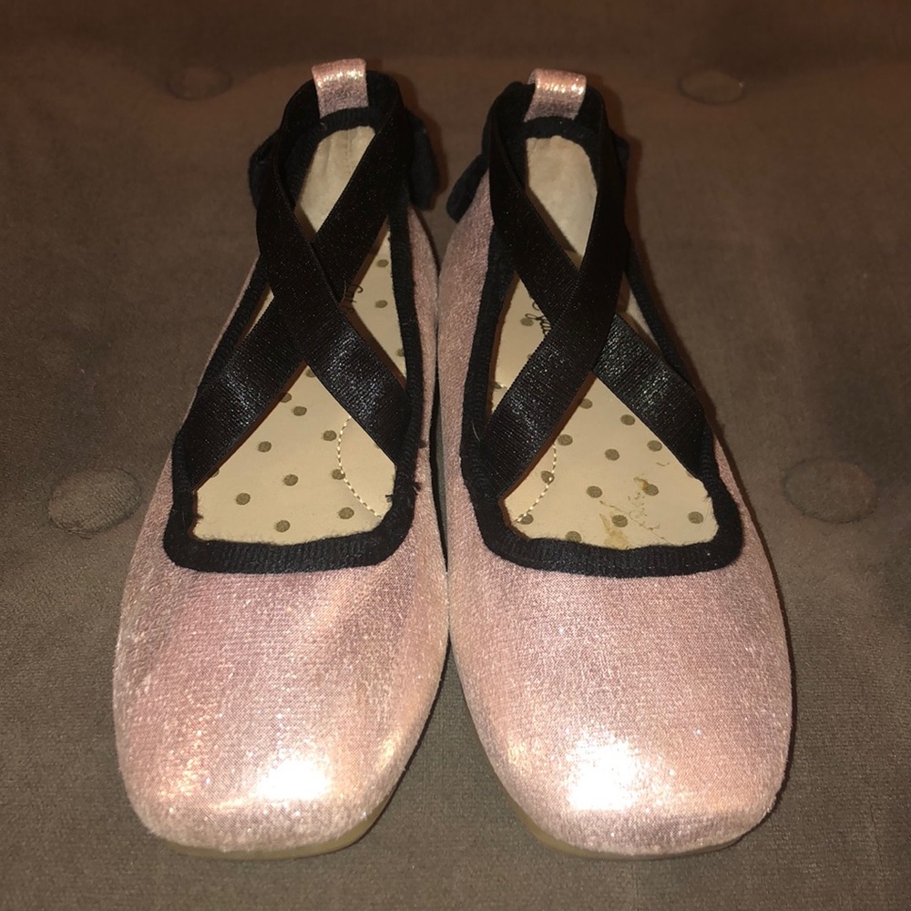 Girls metallic ballet style flats